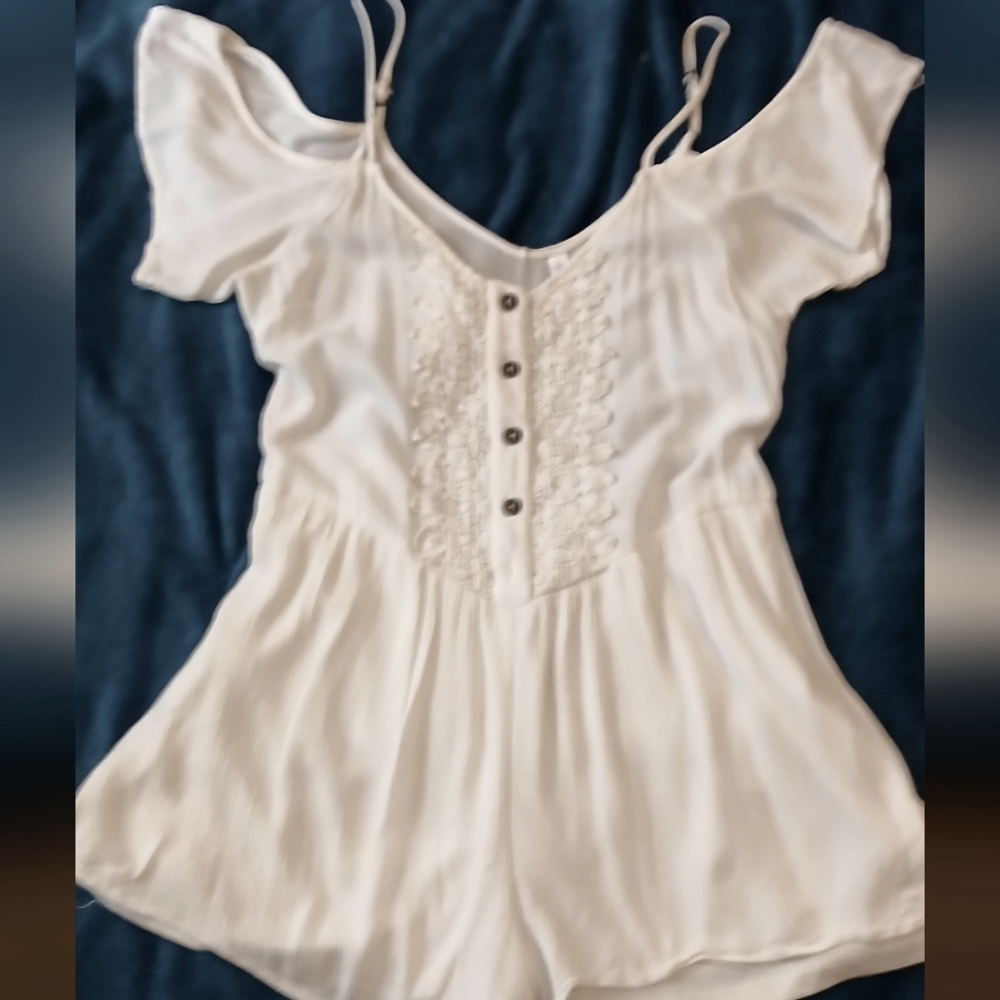 White Cold Shoulder Romper